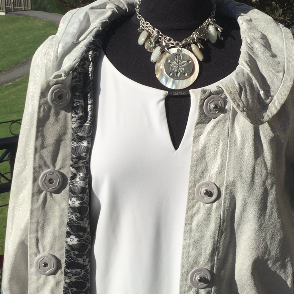 NWT Ella Rose Silver Leather Jacket - Retail $328